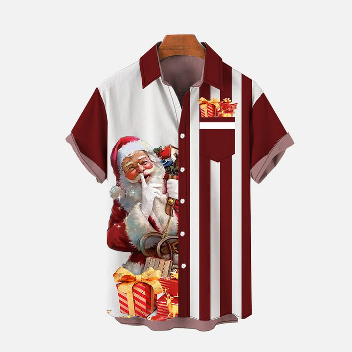 Christmas Stripes Casual Shirt Short-Sleeved Shirt