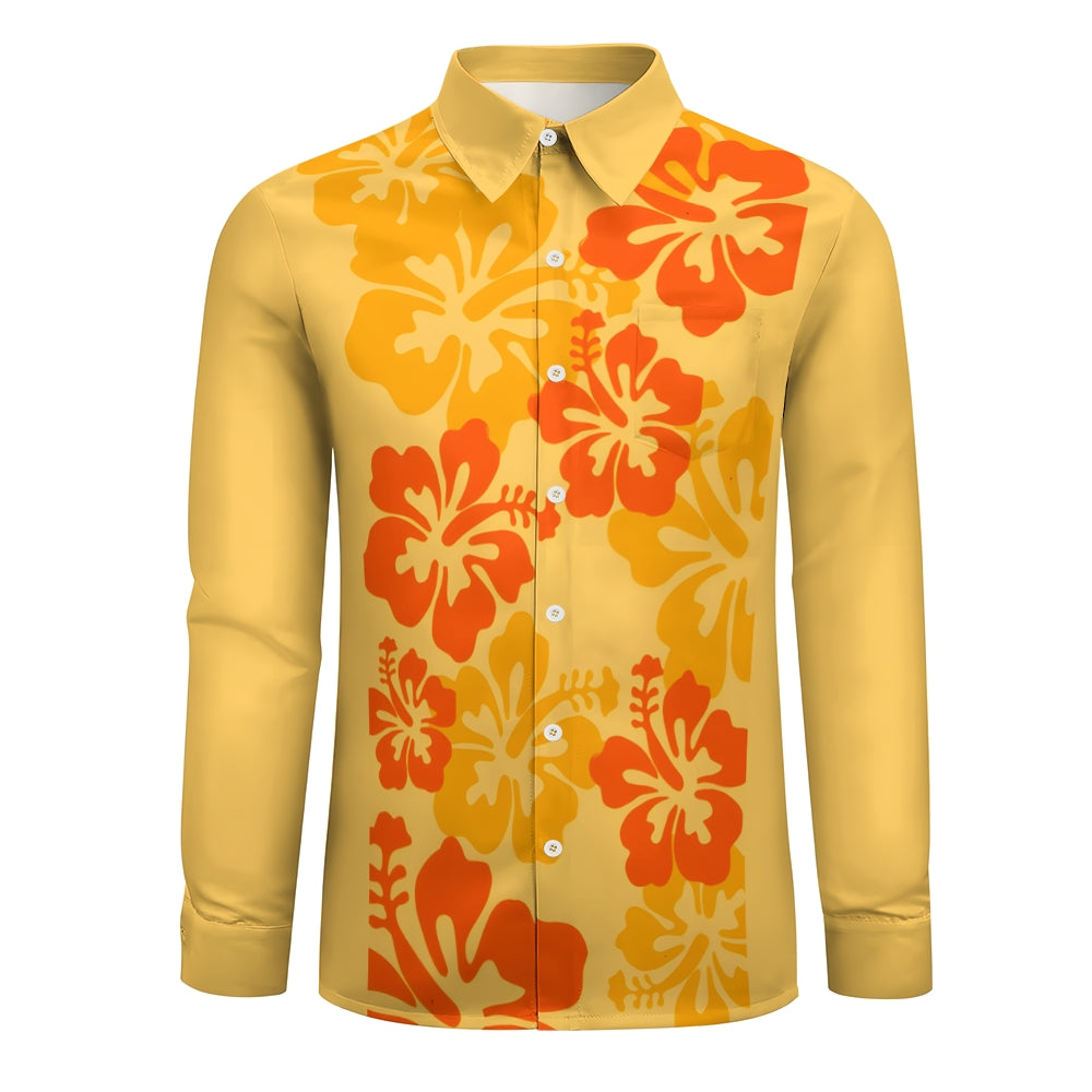 Hawaiian Flowers Printed Long Sleeve Shirt 2411002963