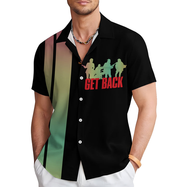 Men's Rock Band GET BACK Bowling Shirt Casual Short Sleeve Shirt 2404001067