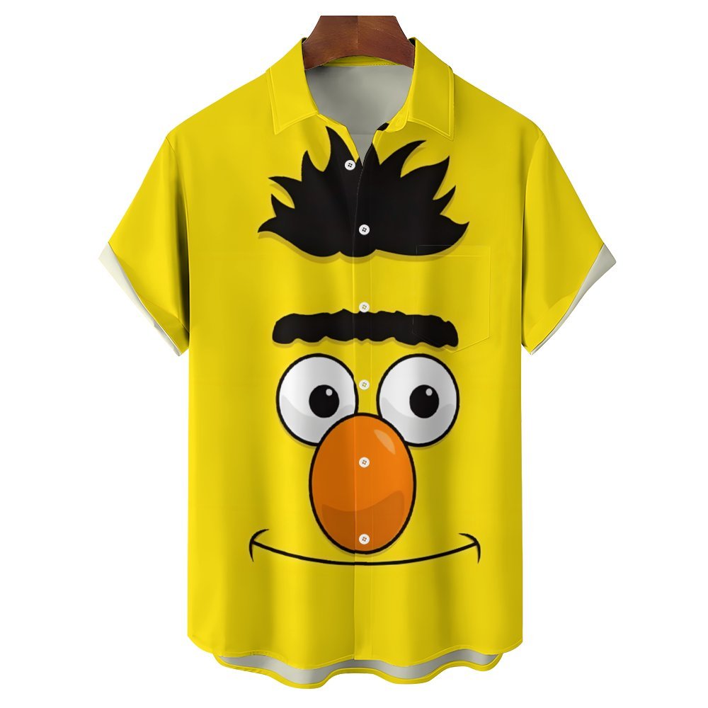 Casual Short-Sleeved Shirt Worn By Cartoon Characters With Friends 2401000301