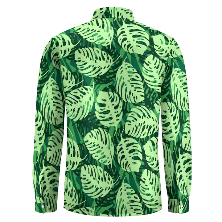 Men's Casual Leaf Printed Long Sleeve Shirt 2410004954