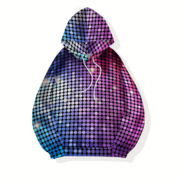 Plue Size Glitter Gradient Printed Hoodies 2411009472