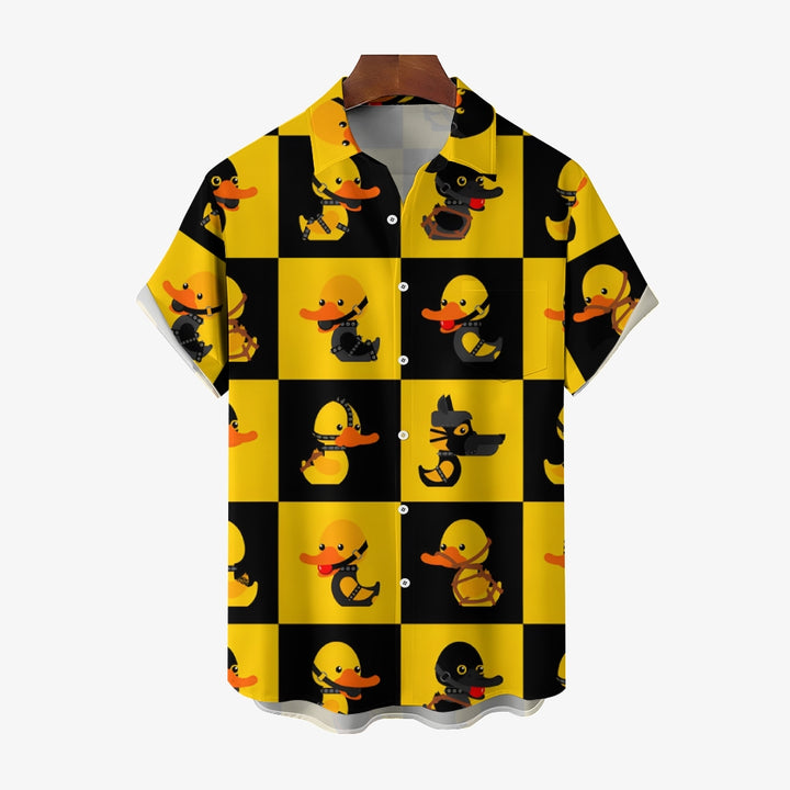 Tied Up Little Yellow Duck Casual Short Sleeve Shirt 2405001039