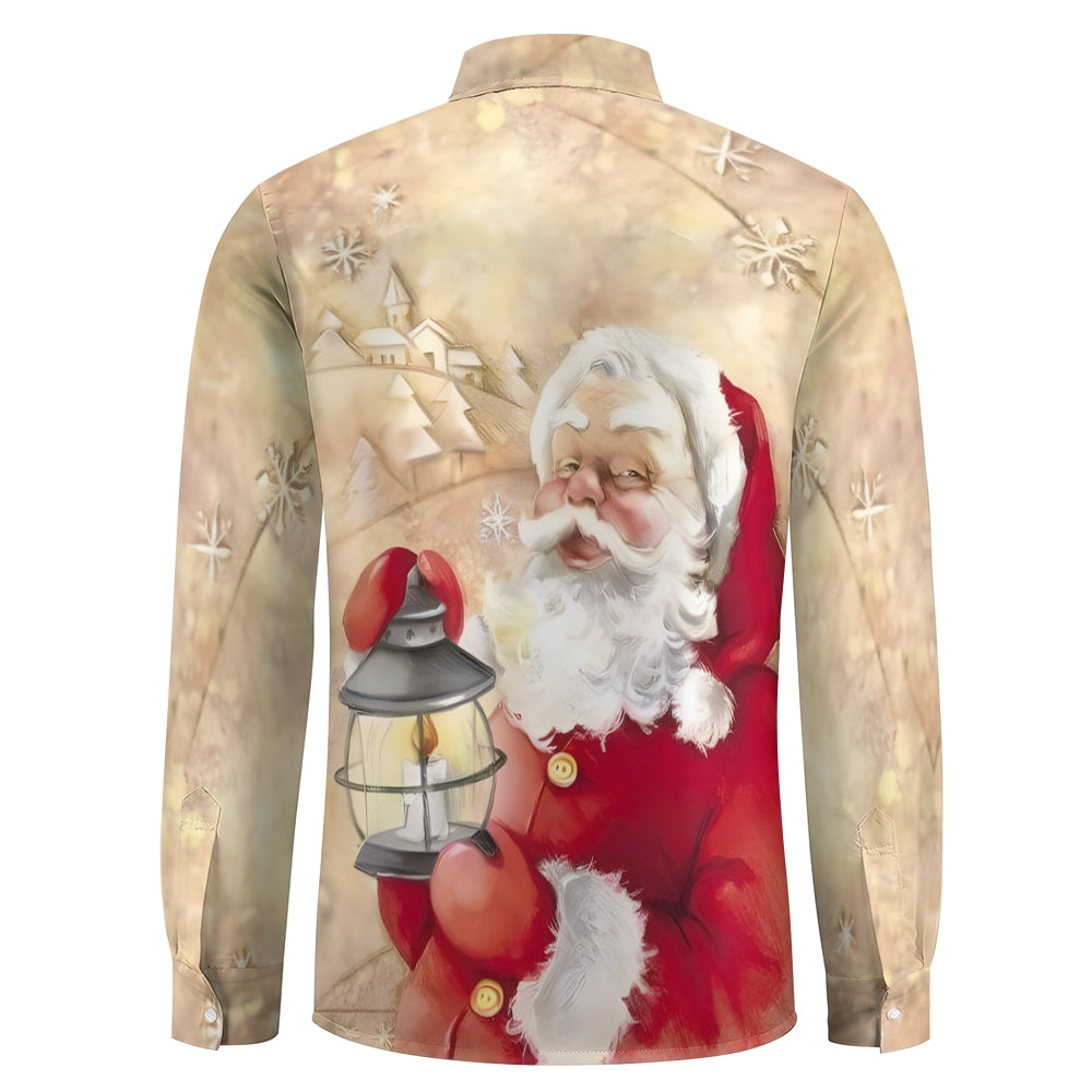 Men's Christmas Santa Claus Printed Long Sleeve Shirt 2411002932