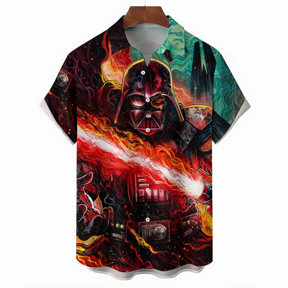 Cartoon Space Warrior Santa Claus Print Short Sleeve Shirt 2412005932