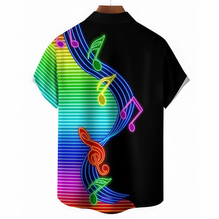 Men's Music Colorful Print Casual Short Sleeve Shirt 2404000645