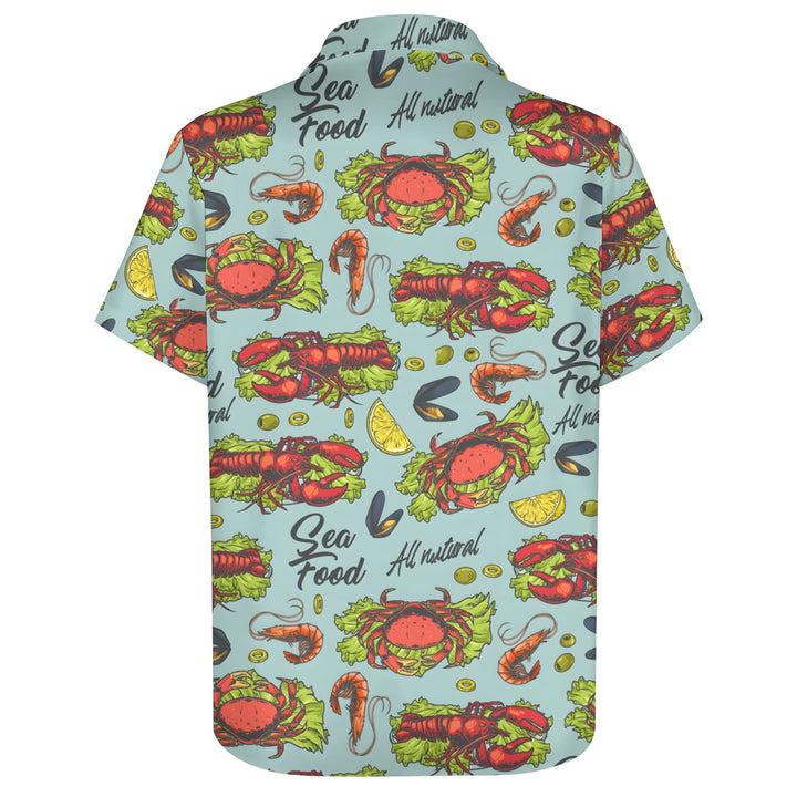 Lobster Delicious Food Print Casual Short Sleeve Shirt 2404001794