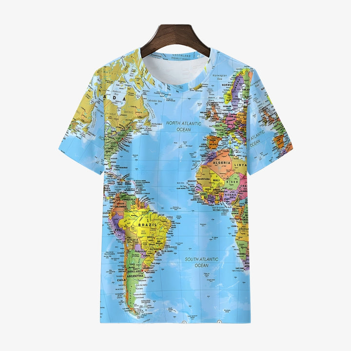 Men's Retro Map Multicolor Short Sleeve T-Shirt