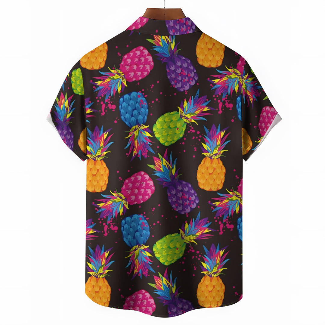 Colorful Pineapple  Hawaiian Casual Short Sleeve Shirt 2404001790