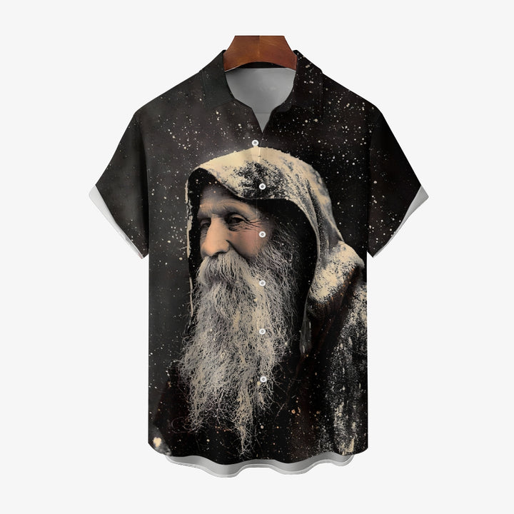 Santa Claus In The Snow Print Short Sleeve Shirt 2410003025