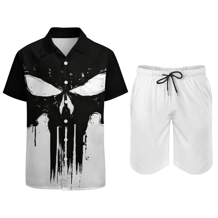 Men's Skeleton Print Beach Two-Piece Suit 2404000167