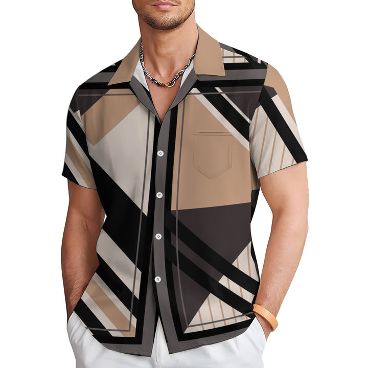 Men's Geometric Print Casual Short Sleeve Shirt 2404001423