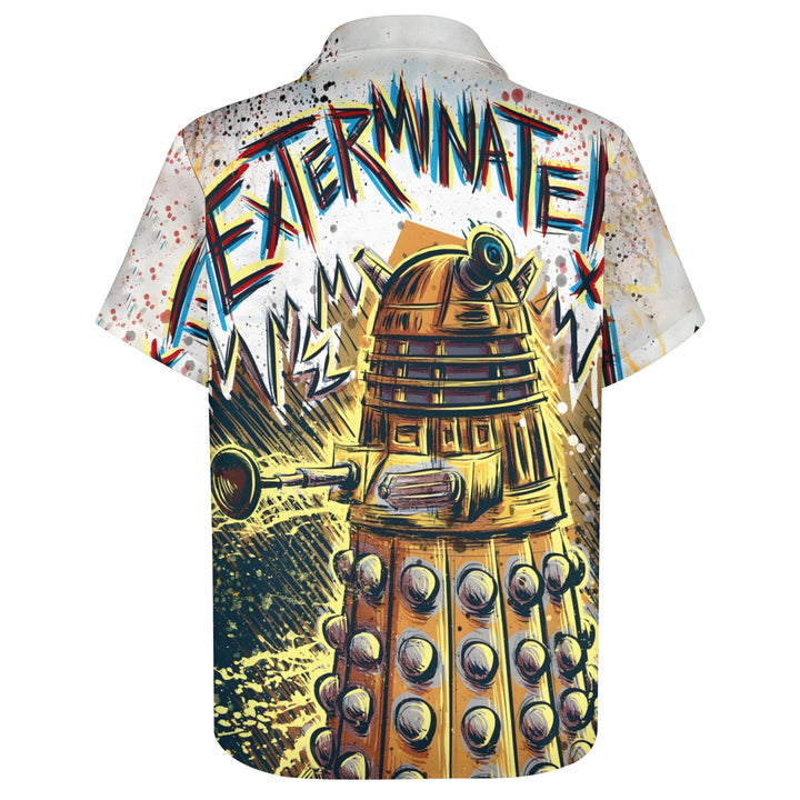 Sci-Fi Mysterious Forest Box Robots And Torches Printing Short Sleeve Shirt 2404001871