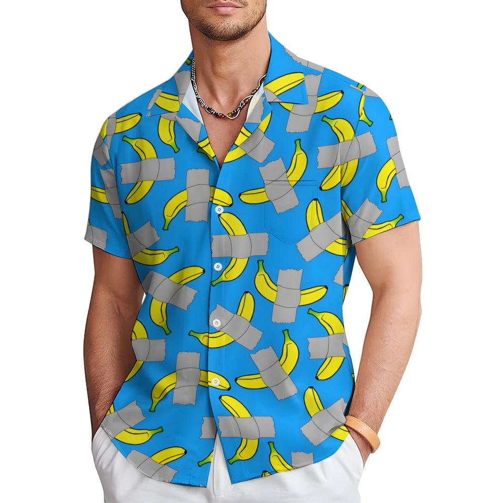 Banana Art Print Casual Short Sleeve Shirt 2408004525