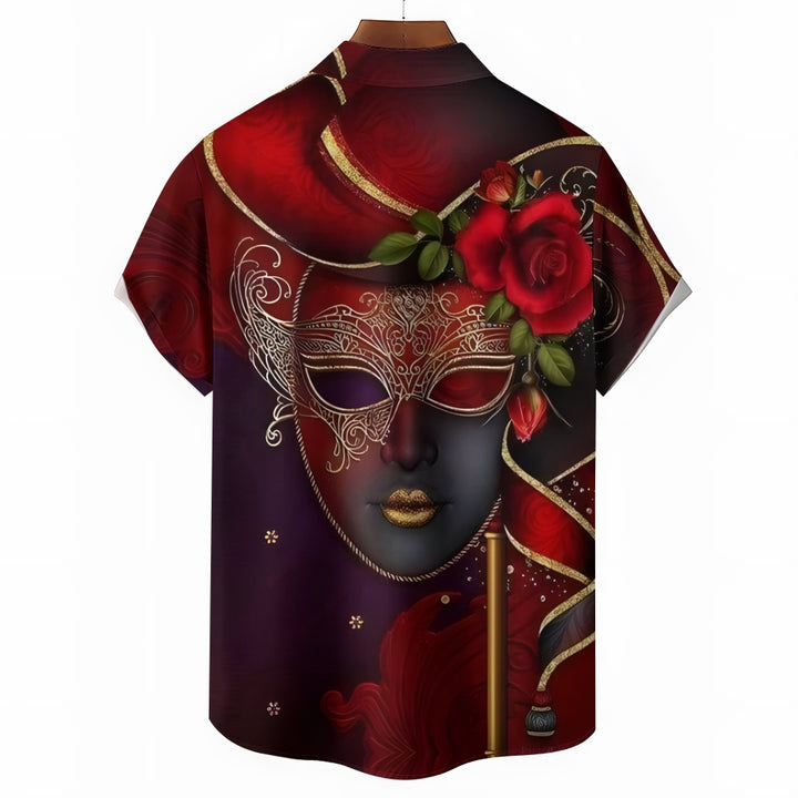 Men's Mardi Gras Casual Short Sleeve Shirt 2412003934