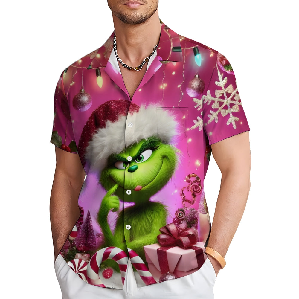 Men's Christmas Cartoon Prints Short Sleeve Shirt 2412006498