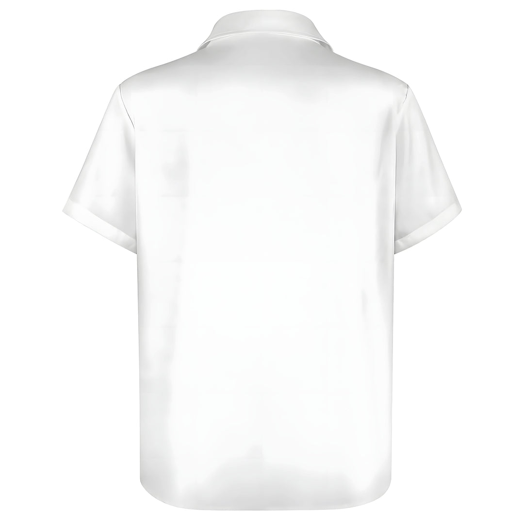 Metallic Rock Print Bowling Shirt Casual Short Sleeve Shirt 2404000844