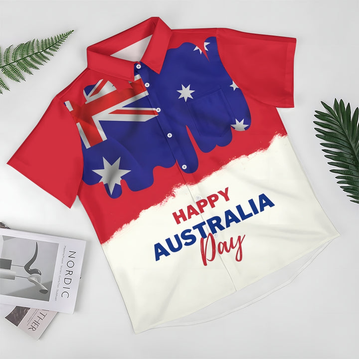 Happy Australia Day Print Short Sleeve Shirt 2411013423