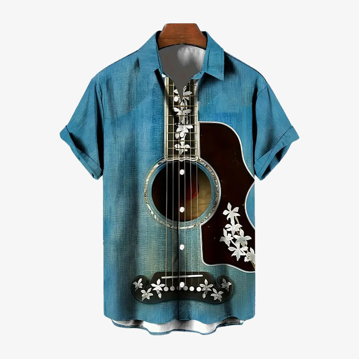 Guitar Printed Casual Short-Sleeved Shirt