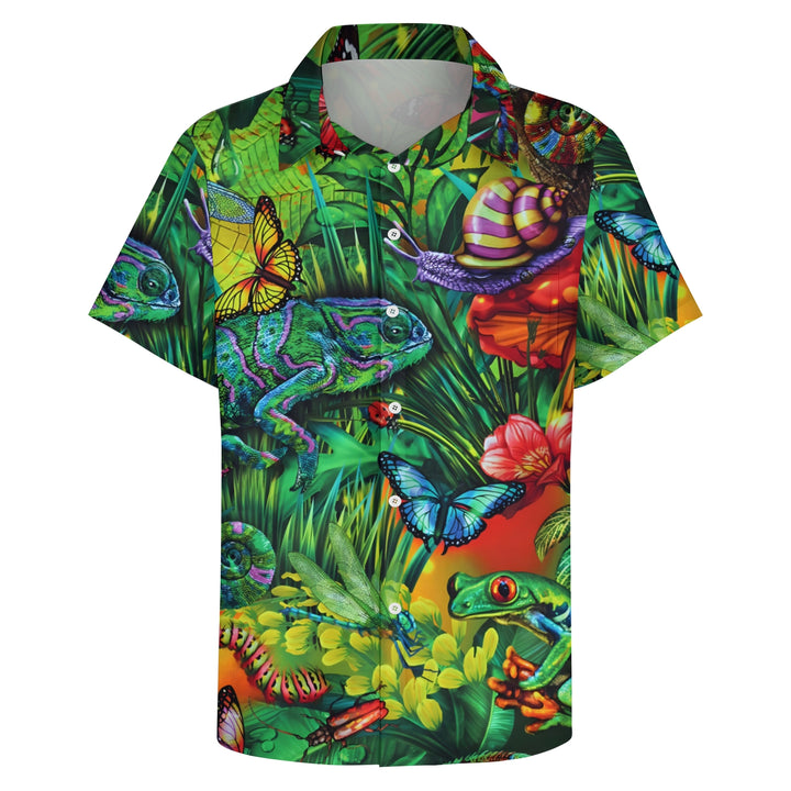 Men's Tropical Rainforest Animals Insects Casual Short Sleeve Shirt 2404000248