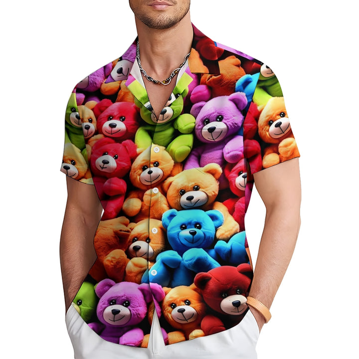 Bear Doll Print Casual Short Sleeve Shirt 2412007609