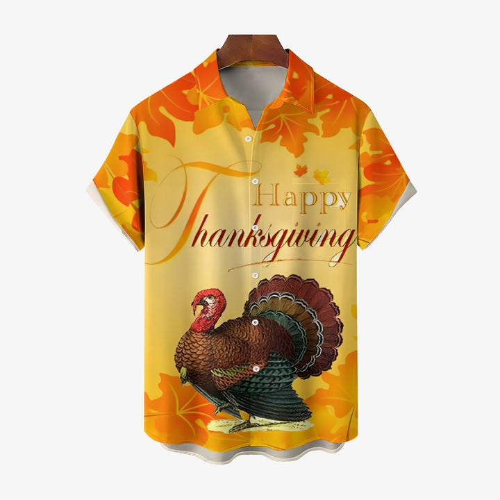 Happy Thanksgiving Turkey Casual Short Sleeve Shirt 2410001522