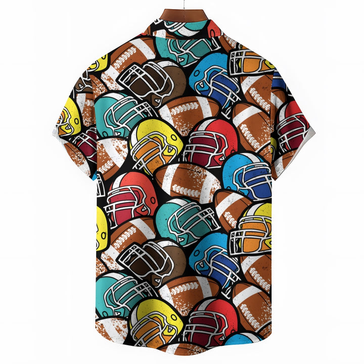 Super Bowl Football Print Hawaiian Short Sleeve Shirt 2412006985