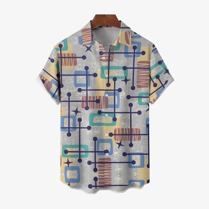 Men's Geometric Art Print Casual Short Sleeve Shirt 2403000485