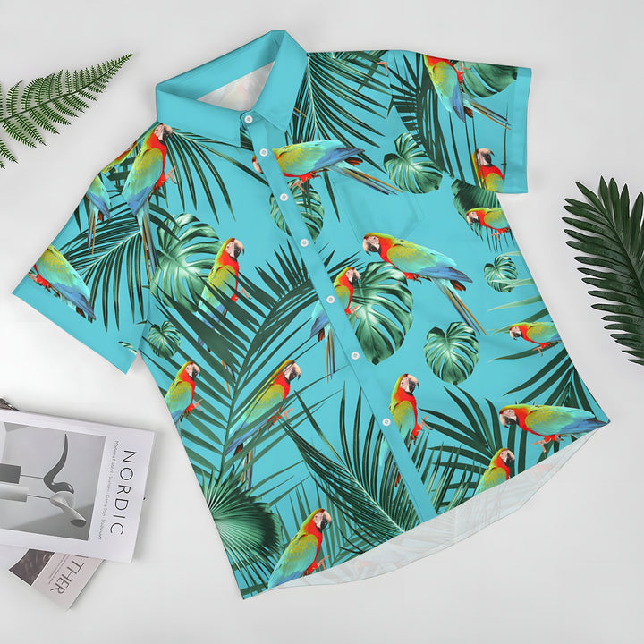 Men's Hawaiian Parrot Print Casual Short Sleeve Shirt 2403000912