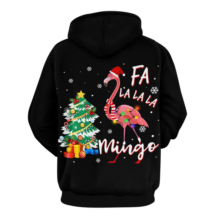 Plue Size Christmas Tree And Flamingo Printed Hoodies 2411009464