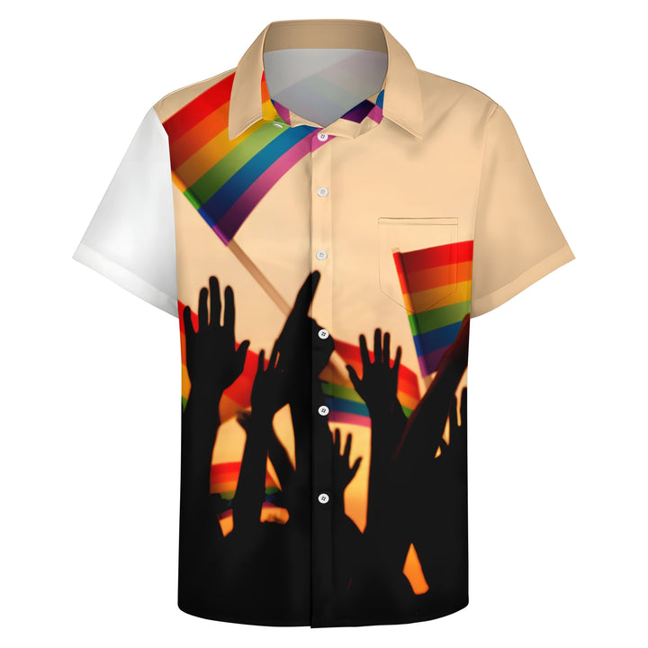 Rainbow Flag Pride Month Casual Short Sleeve Shirt 2404001805