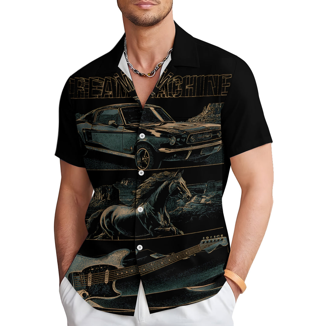 Men's Dream Machine Print Casual Short Sleeve Shirt 2403000569