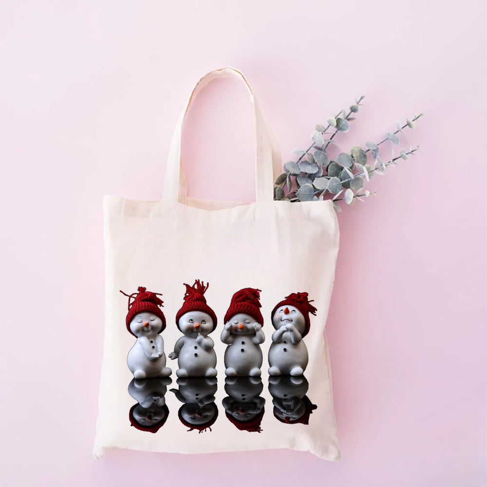 Cartoon Christmas Pattern Printed Casual Tote Bag