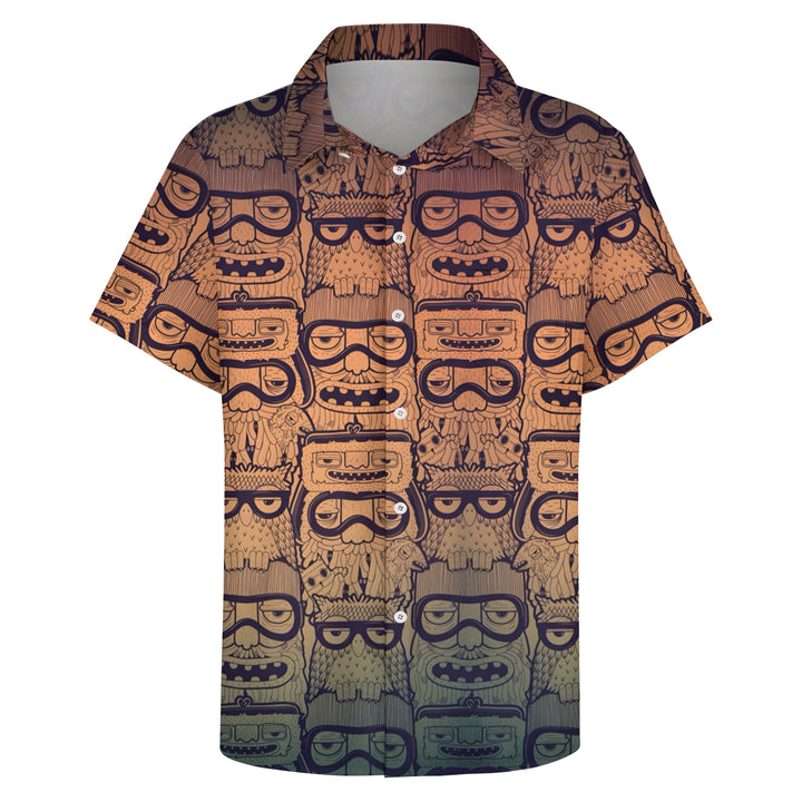 Men's TIKI Art Casual Short Sleeve Shirt 2403000914