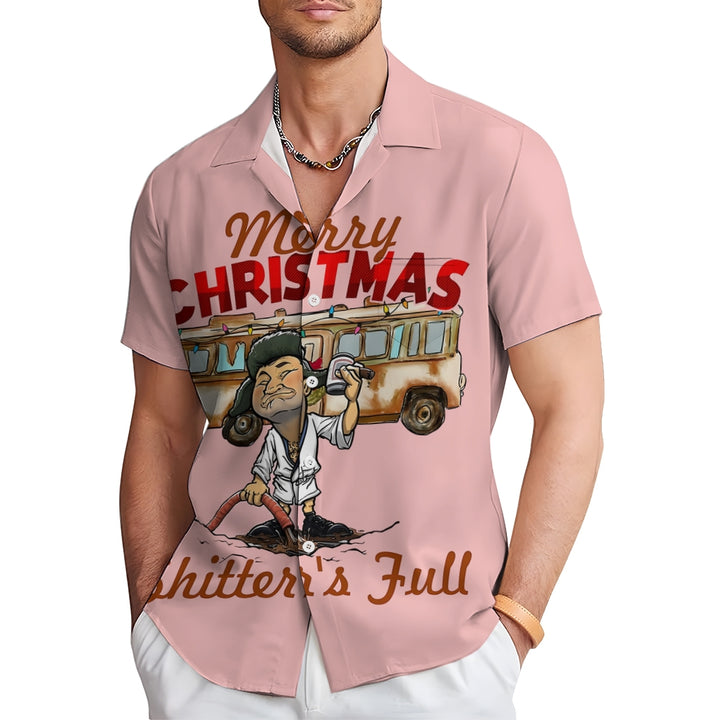 Merry Christmas Fun Character Prints Casual Short Sleeve Shirt 2412003114