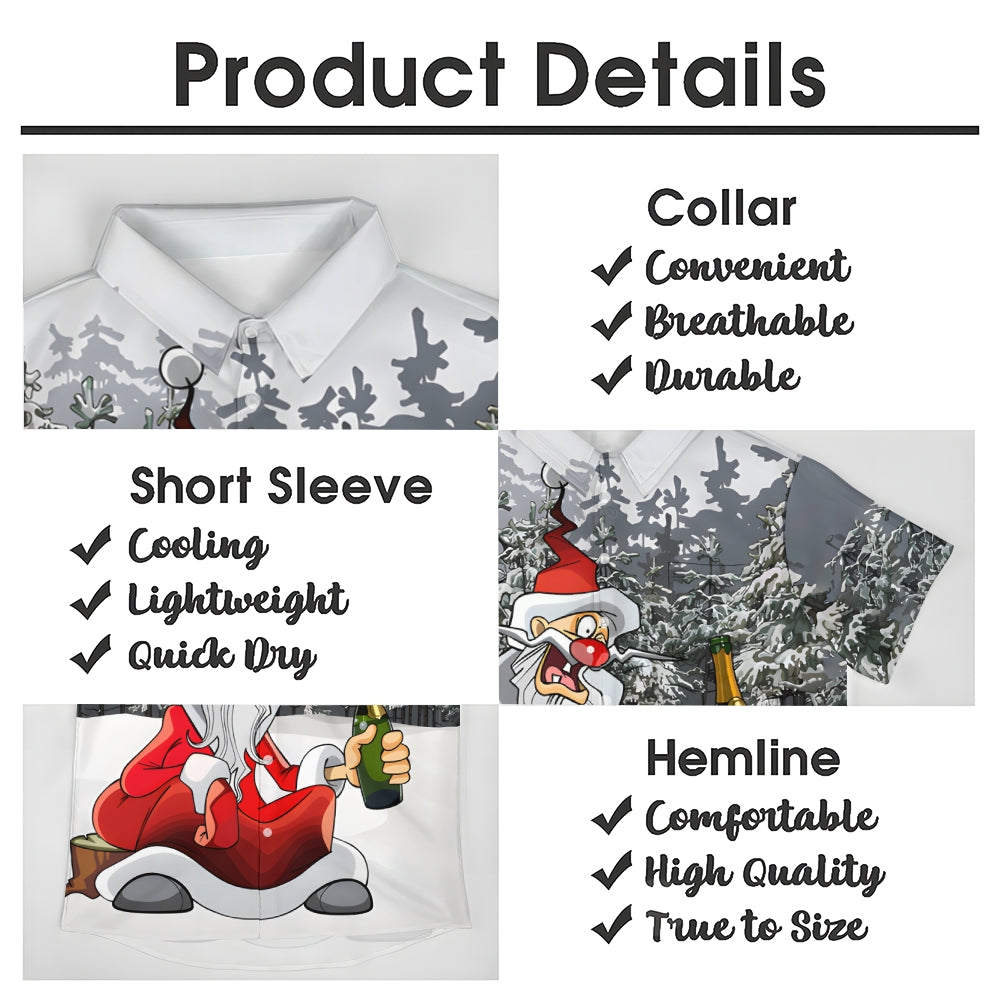 Christmas Santa Claus Drinking Short Sleeve Shirt 2409005122