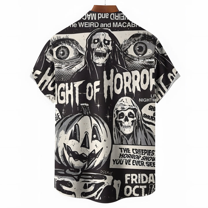 Halloween Horror Print Casual Short Sleeve Shirt 2408002796