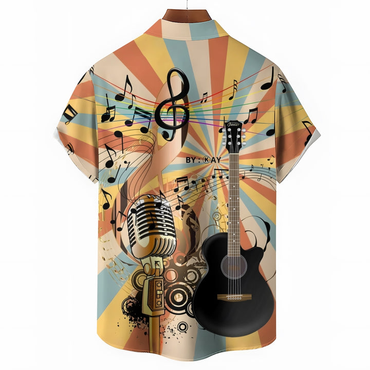 Men's Music Love Print Short Sleeve Shirt 2412009490