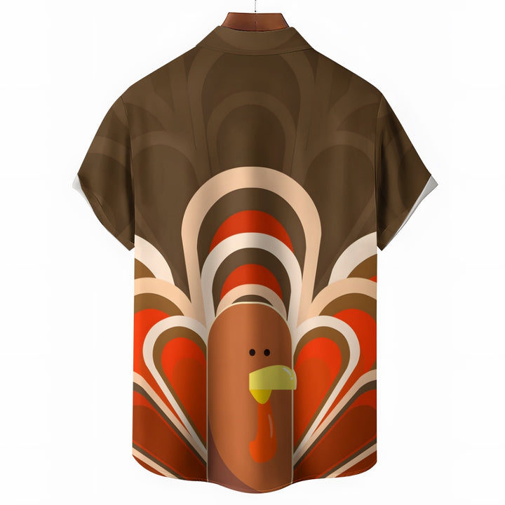 Thanksgiving Fun Turkey Casual Short Sleeve Shirt 2409009572