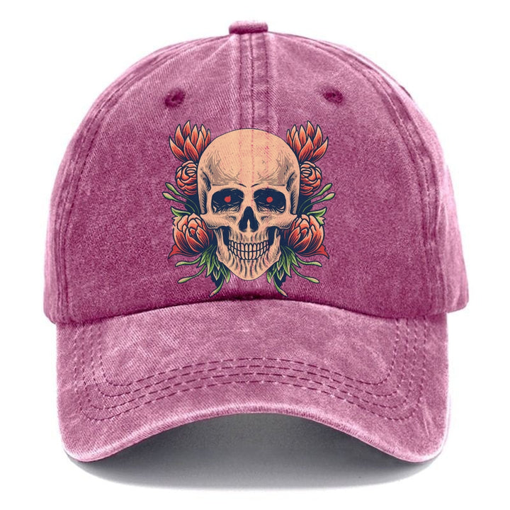 Unisex Vintage Casual Skull Print Washed Cap