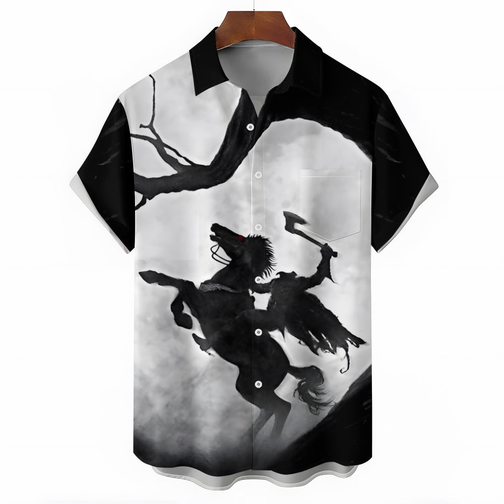 Men's Halloween Headless Horseman Short Sleeve Shirt 2408008312