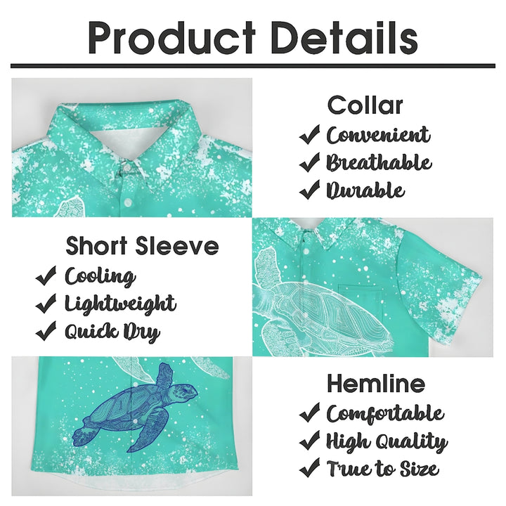 Men's Turtle Art Print Casual Short Sleeve Shirt 2410005806