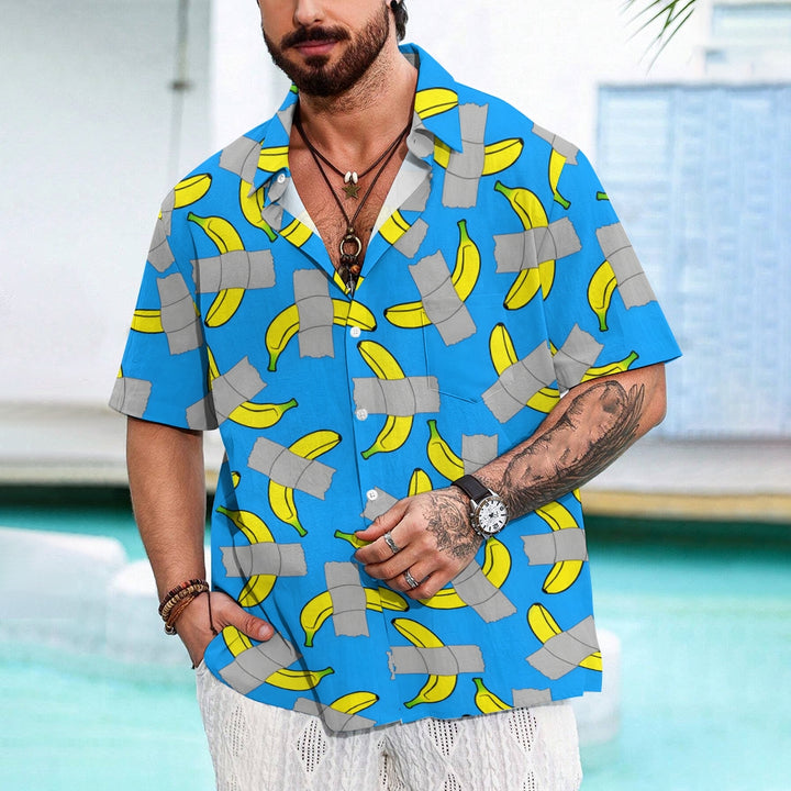 Banana Art Print Casual Short Sleeve Shirt 2408004525