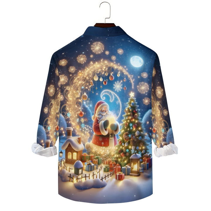 Christmas Santa Claus Printed Long Sleeve Shirt 2411003369