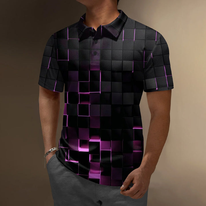 3d Geometric Pattern Polo Shirt