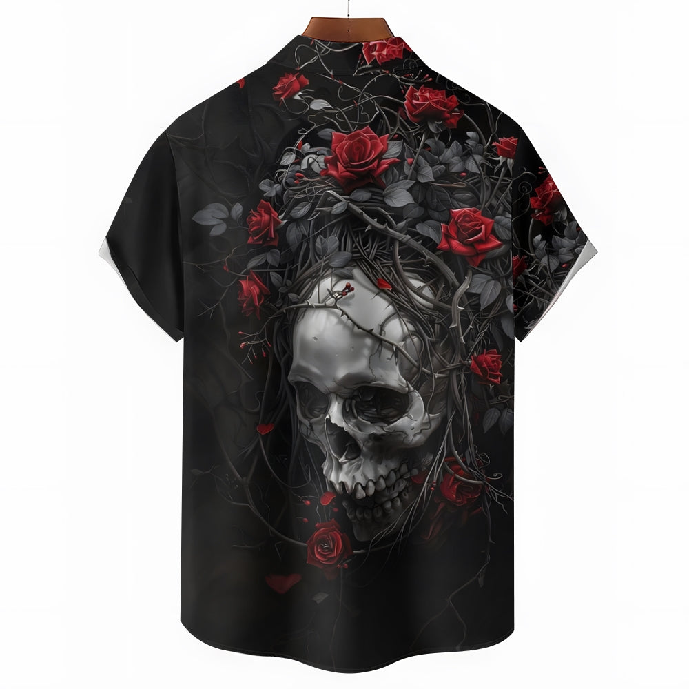 Skull and Roses Hawaiian Short Sleeve Shirt 2412008540