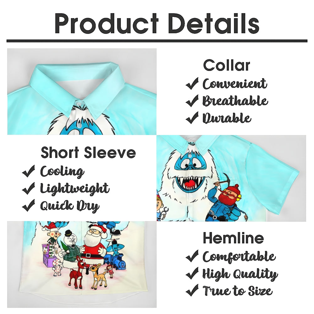 Cartoon Snow Monster Print Casual Short Sleeve Shirt 2412003950