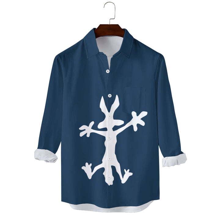 Cheerful Bunny Art Print Casual Long Sleeve Shirt