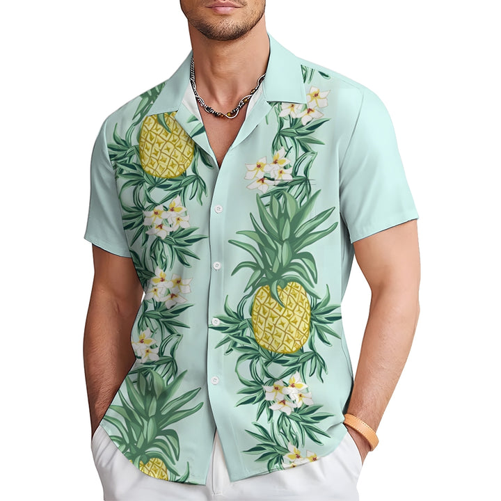 Men's Hawaiian Pineapple Casual Short Sleeve Shirt 2411002001