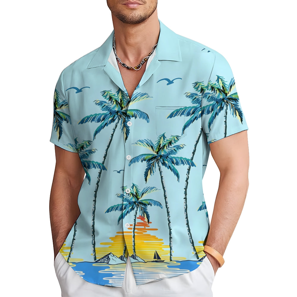 Men's Hawaiian Coconut Tree Casual Short Sleeve Shirt 2410005873